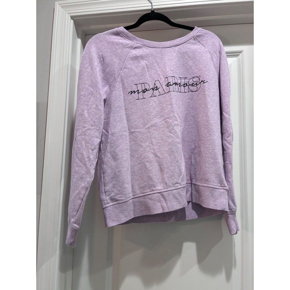 Amisu Paris Mon Amour Lavender Heathered Graphic Sweatshirt Medium